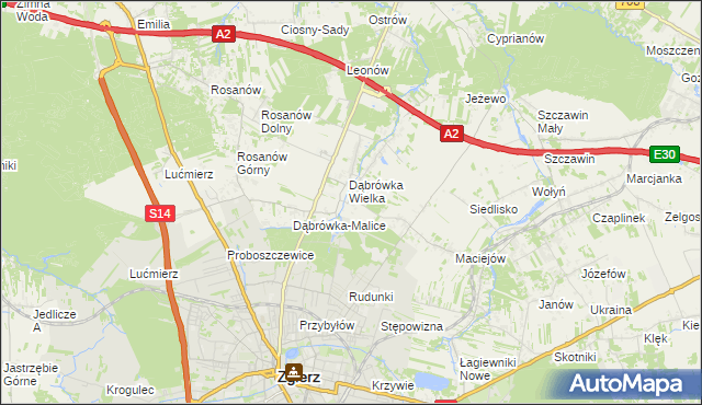 mapa Dąbrówka-Sowice, Dąbrówka-Sowice na mapie Targeo