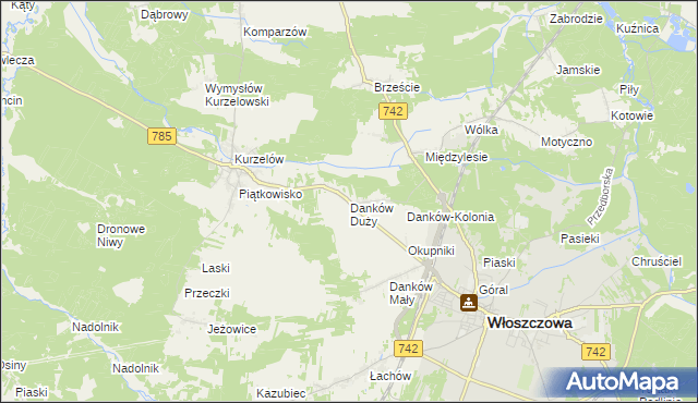 mapa Danków Duży, Danków Duży na mapie Targeo