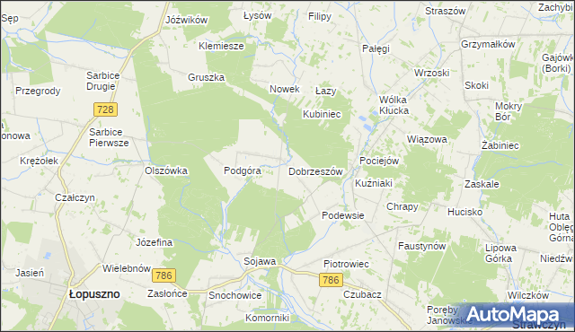 mapa Dobrzeszów, Dobrzeszów na mapie Targeo