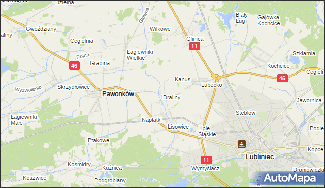 mapa Draliny, Draliny na mapie Targeo