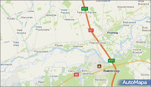 mapa Góry gmina Promna, Góry gmina Promna na mapie Targeo