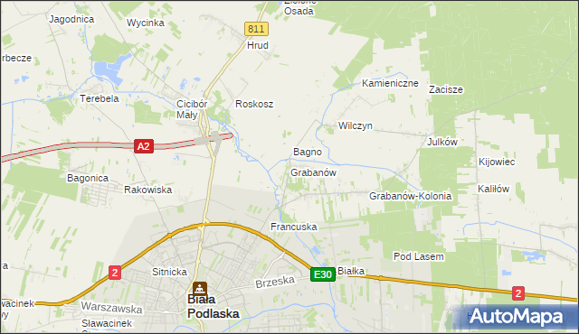 mapa Grabanów, Grabanów na mapie Targeo