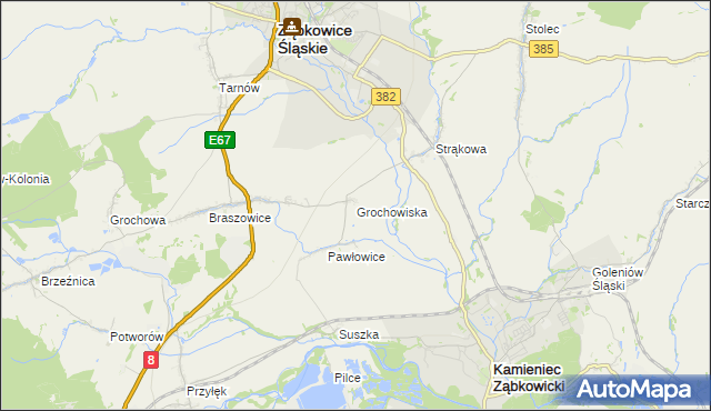 mapa Grochowiska gmina Ząbkowice Śląskie, Grochowiska gmina Ząbkowice Śląskie na mapie Targeo