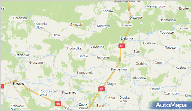 mapa Jabłonna gmina Wyśmierzyce, Jabłonna gmina Wyśmierzyce na mapie Targeo