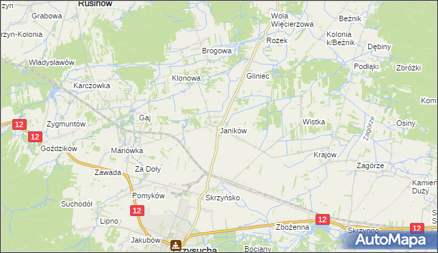mapa Janików gmina Przysucha, Janików gmina Przysucha na mapie Targeo