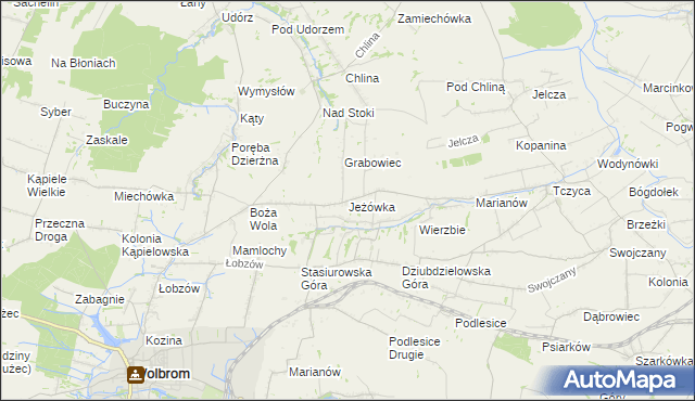 mapa Jeżówka gmina Wolbrom, Jeżówka gmina Wolbrom na mapie Targeo