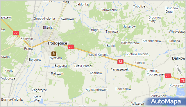 mapa Józefka gmina Poddębice, Józefka gmina Poddębice na mapie Targeo