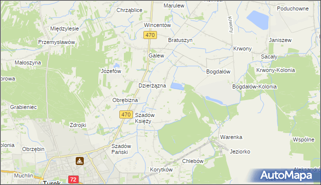 mapa Kalinowa gmina Turek, Kalinowa gmina Turek na mapie Targeo