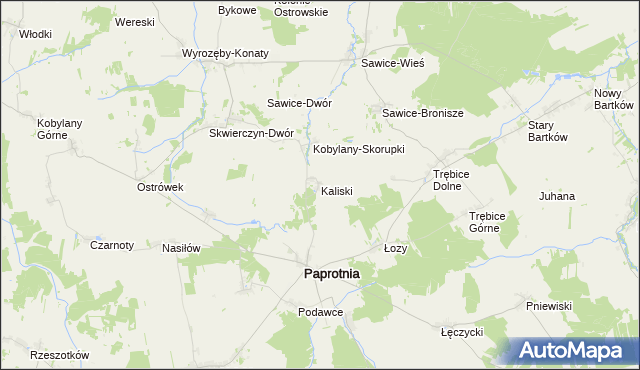 mapa Kaliski gmina Paprotnia, Kaliski gmina Paprotnia na mapie Targeo