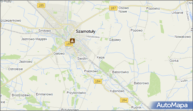 mapa Kępa gmina Szamotuły, Kępa gmina Szamotuły na mapie Targeo