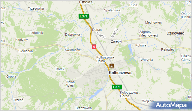 mapa Kolbuszowa Dolna, Kolbuszowa Dolna na mapie Targeo