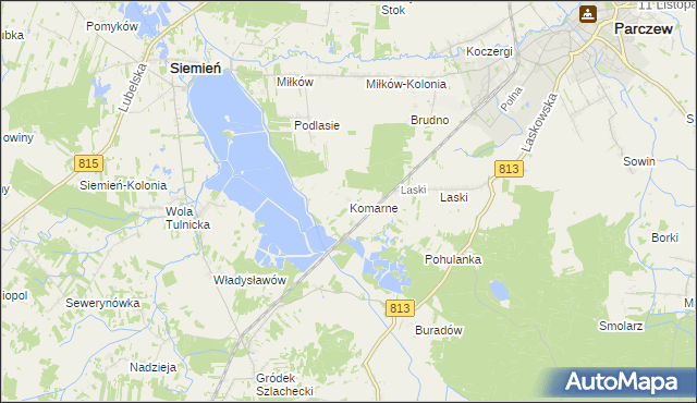 mapa Komarne, Komarne na mapie Targeo