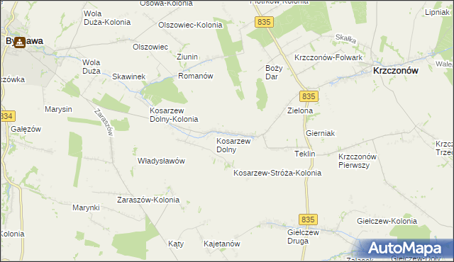 mapa Kosarzew Górny, Kosarzew Górny na mapie Targeo