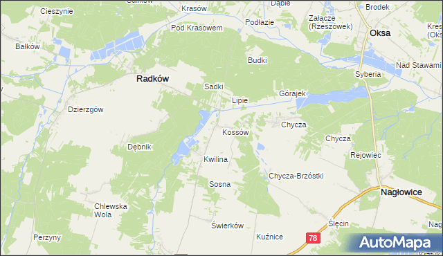 mapa Kossów, Kossów na mapie Targeo