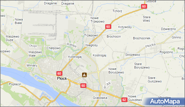 mapa Kostrogaj, Kostrogaj na mapie Targeo