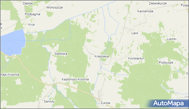 mapa Krasówka gmina Włodawa, Krasówka gmina Włodawa na mapie Targeo