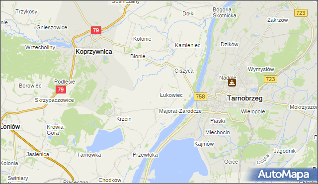mapa Łukowiec gmina Koprzywnica, Łukowiec gmina Koprzywnica na mapie Targeo