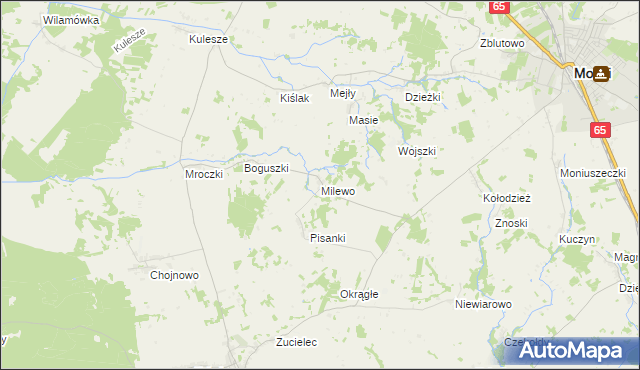 mapa Milewo gmina Trzcianne, Milewo gmina Trzcianne na mapie Targeo