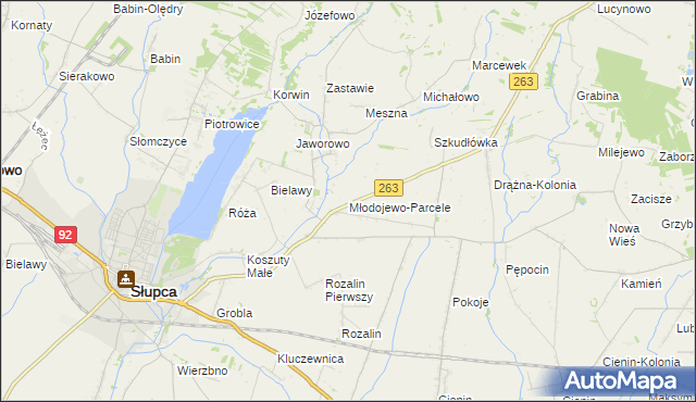 mapa Młodojewo-Parcele, Młodojewo-Parcele na mapie Targeo