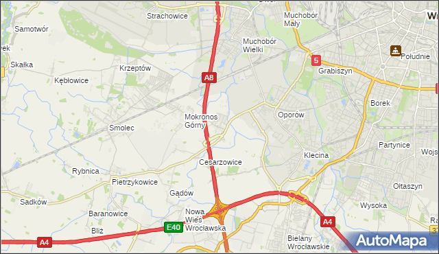 mapa Mokronos Dolny, Mokronos Dolny na mapie Targeo