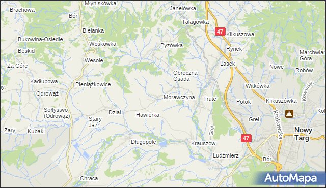 mapa Morawczyna, Morawczyna na mapie Targeo