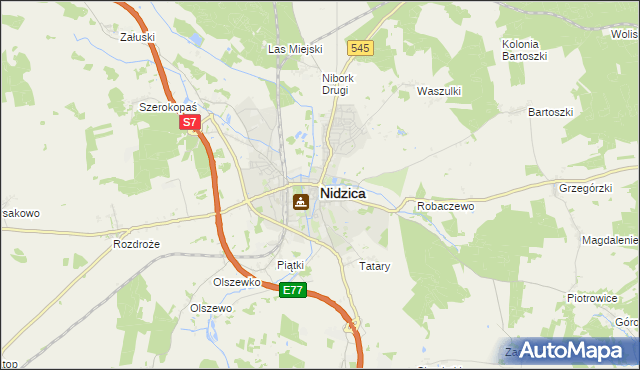 mapa Nidzica, Nidzica na mapie Targeo