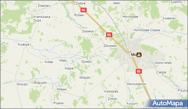 mapa Oliszki gmina Mońki, Oliszki gmina Mońki na mapie Targeo