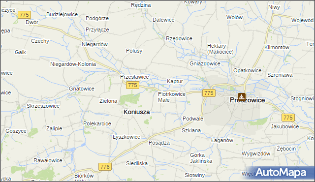 mapa Piotrkowice Małe, Piotrkowice Małe na mapie Targeo