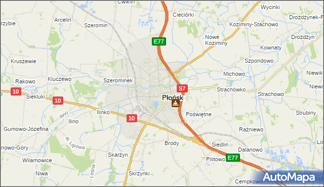 mapa Płońsk, Płońsk na mapie Targeo
