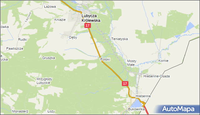 mapa Potoki gmina Lubycza Królewska, Potoki gmina Lubycza Królewska na mapie Targeo