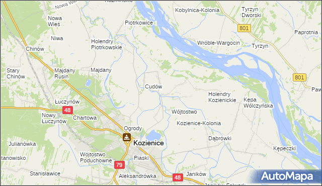 mapa Przewóz gmina Kozienice, Przewóz gmina Kozienice na mapie Targeo