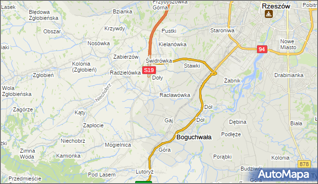 mapa Racławówka, Racławówka na mapie Targeo