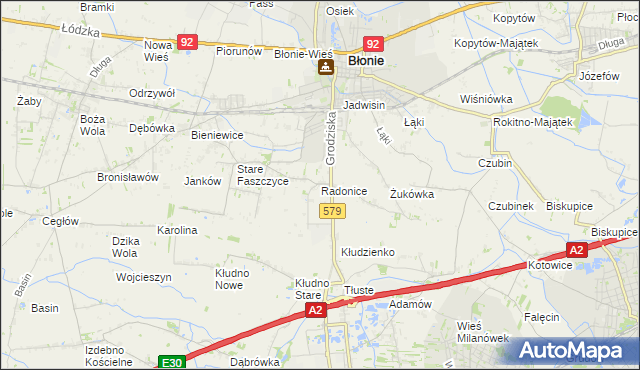 mapa Radonice, Radonice na mapie Targeo