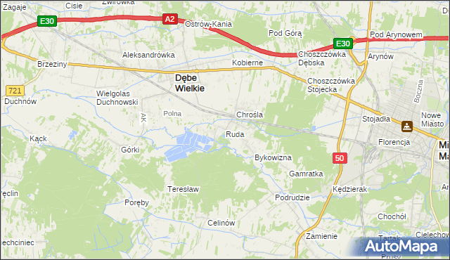 mapa Ruda gmina Dębe Wielkie, Ruda gmina Dębe Wielkie na mapie Targeo