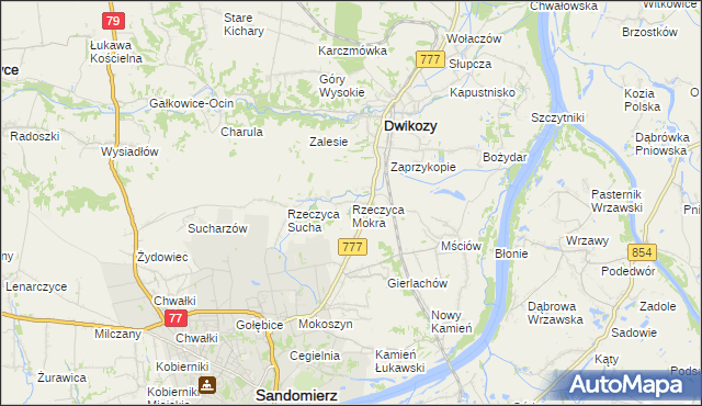 mapa Rzeczyca Mokra, Rzeczyca Mokra na mapie Targeo