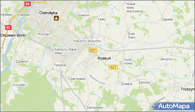 mapa Rzekuń, Rzekuń na mapie Targeo