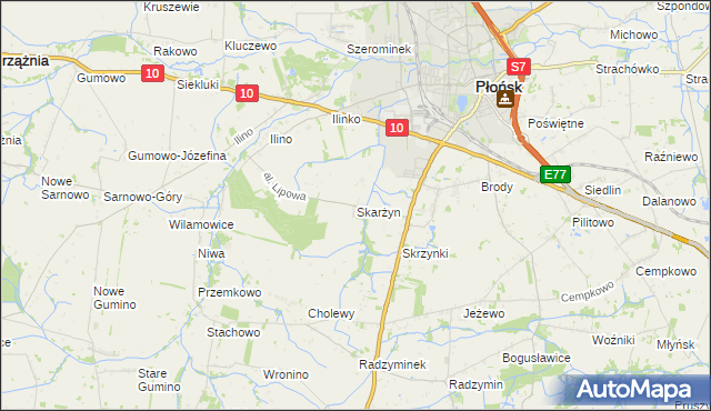 mapa Skarżyn gmina Płońsk, Skarżyn gmina Płońsk na mapie Targeo