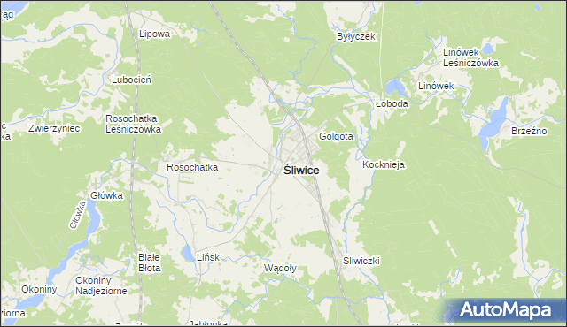 mapa Śliwice powiat tucholski, Śliwice powiat tucholski na mapie Targeo