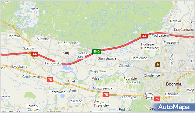 mapa Stanisławice gmina Bochnia, Stanisławice gmina Bochnia na mapie Targeo