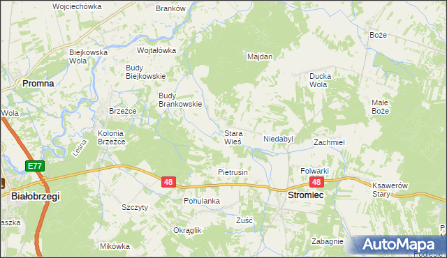 mapa Stara Wieś gmina Stromiec, Stara Wieś gmina Stromiec na mapie Targeo
