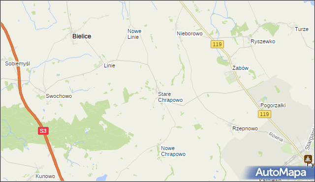 mapa Stare Chrapowo, Stare Chrapowo na mapie Targeo