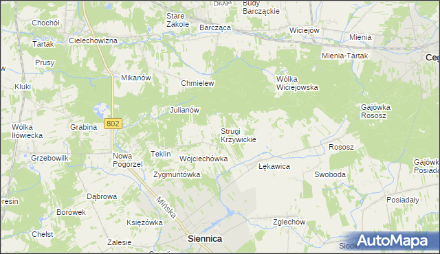 mapa Strugi Krzywickie, Strugi Krzywickie na mapie Targeo