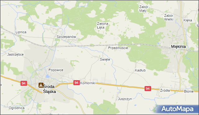 mapa Święte gmina Środa Śląska, Święte gmina Środa Śląska na mapie Targeo