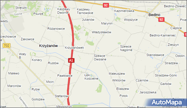 mapa Szewce Owsiane, Szewce Owsiane na mapie Targeo