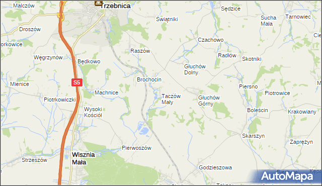 mapa Taczów Mały, Taczów Mały na mapie Targeo