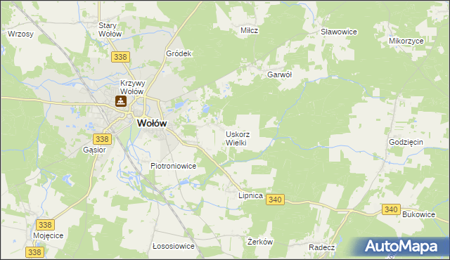 mapa Uskorz Wielki, Uskorz Wielki na mapie Targeo