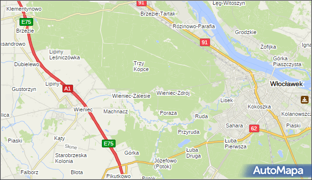 mapa Wieniec-Zdrój, Wieniec-Zdrój na mapie Targeo