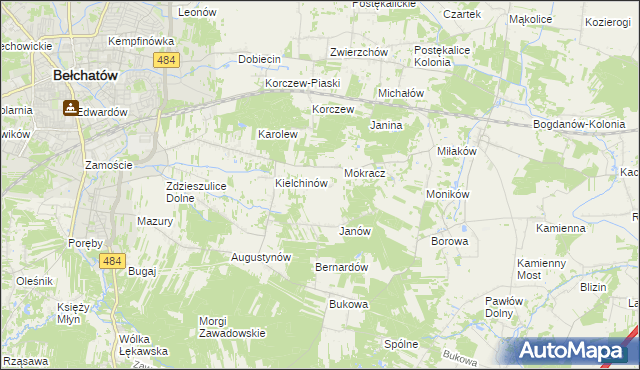 mapa Wiktorów gmina Bełchatów, Wiktorów gmina Bełchatów na mapie Targeo
