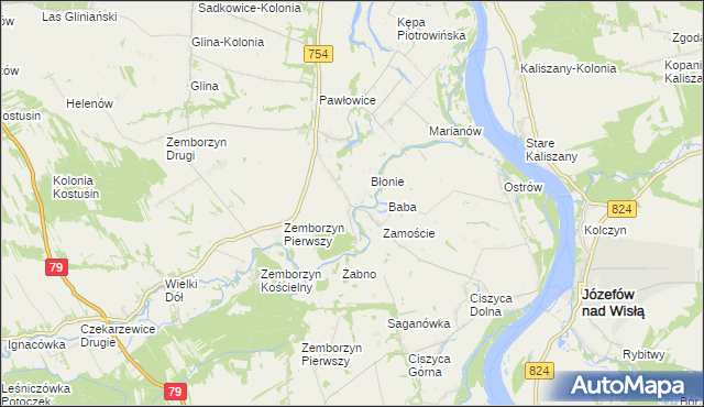 mapa Wola Pawłowska gmina Solec nad Wisłą, Wola Pawłowska gmina Solec nad Wisłą na mapie Targeo