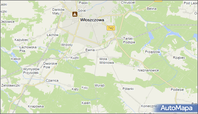 mapa Wola Wiśniowa, Wola Wiśniowa na mapie Targeo